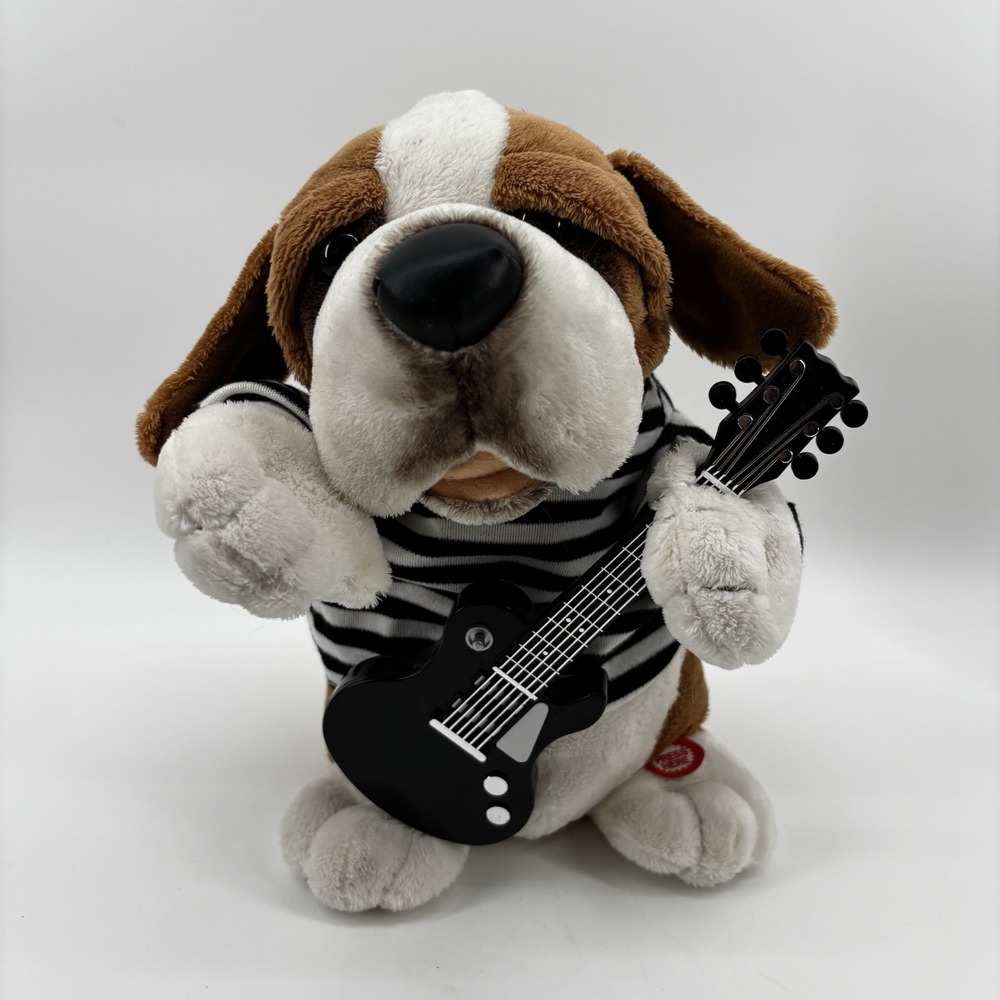 Elvis‎ Presley Hound Dog Musical Plush Stuffed Animal Guitar Singing Toy 10 Inch